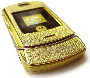 Motorola V3i Stainless Steel Gold With 855 Diamonds